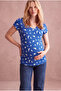 Maternity Blue Cotton V-Neck Short Sleeve Printed T-Shirt Adelyn - 2