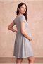 Maternity Light Gray Melange Cotton Crew Neck Short Sleeve Underbust Shirred Dress Nia - 2