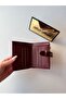 Women's Burgundy Zippered Card Holder Wallet |   Multi-Compartment Mini Wallet |   Coin Compartment Belt Detailed - 2