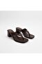 Brown Leather Flip Flops for Women with Thick Heels - 2