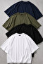 Large King Size Premium Quality Cotton T-Shirts 4 Pieces Black, Navy Blue, Khaki and White - 2