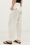 Ecru Linen Blend Pleated Women's Trousers - 7