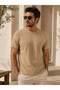 Set of 4 Men's White-Beige-Black-Navy Slim Fit Crew Neck Basic T-Shirts - 3