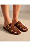 Suede Belt Detailed Gold Buckle Flat Sole Summer Comfortable Women's Slippers - 6