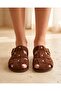 Suede Belt Detailed Gold Buckle Flat Sole Summer Comfortable Women's Slippers - 4