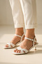 Olivia White Cross-Strapped Short (4cm) Heeled Women's Sandals - 4