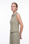 Zippered Sleeveless Fit Blouse Pants Set - 4
