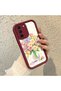 Samsung Galaxy S21 Fe 5g Compatible Case Camera Protector Burgundy Silicone Couple Phone Case Floral Pattern - 2