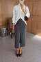 Gray Skirt with Belt and Slits - 3