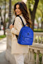 Cobalt Blue Women's Parachute Fabric Lightweight Daily Backpack Multi-Compartment Zippered School Travel City Use - 5
