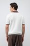 White Cotton Textured Polo Collar Knitwear - 7