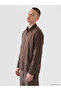 Brown Standard Fit Linen-Look Men's Shirt