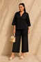 Women's Plus Size Scallop Embroidered Half-Lined Shirt and Pants 2-Piece Set (Not Stretchy) - 7