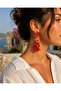 Coral Formed Red Dangle Earrings Mediterranean Inspired Original Design Women's Earrings - 8