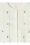 Ecru Crew Neck Floral Girls' Knitwear Cardigan - 4