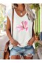 Women's Mix Printed V-Neck Sleeveless Regular Fit Comfortable T-Shirt