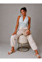 Women's Cream Halter Neck Crop Blouse with Waist Tie