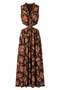 Beli Low-Cut Dress with Gold Detail in Brown