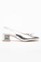 Silver Women's Modern Square-Toe Heeled Shoes with Bow Detail - 2