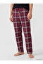 Burgundy Regular Fit Plaid Men's Pajama Bottoms - 2