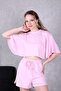 Relaxed Fit Crop Top and High Waist Shorts Set |   Double Set - 2