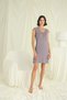 Gray Lace Button-Down Nightgown, Women's Short-Sleeved Viscose Home Dress, V-Neck Guipure Maternity Nightgown, One-Piece Stylish Knee-Length Sleepwear - 2