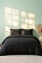 Elite Black Striped Satin Double Duvet Cover Set - 4 Pieces - 2