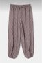 Brown Oversize Plaid Patterned Shalwar Trousers with Pockets and Elastic Waist