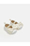Baby Beige Bow Trim Pram Shoes - 2