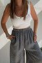 Women's Striped Draped Fabric Women's Elastic Waist Satin Loose Fit Pants - 4
