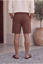Men's Brown Muslin Fabric Look Woven Shorts Summer Efil Efil with Back Pockets - 2
