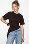 Women's Bitter Coffee Waist-Fitted Soft Textured Cotton Asymmetrical Cut Short Sleeve Blouse Öb261054 60286435