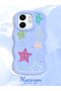 Infinix Smart 9 Compatible Case Camera Protector Blue Silicone Couple Phone Case Star Pattern - 2