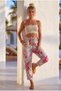 Italian Beige Lycra Floral Printed Elastic and Tie-Waist Narrow Leg Woven Trousers 97 60 - 6