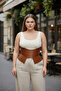 Plus Size Tan Women's Belt Corset Style Wide Waist Shaper