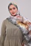 شال حرير فوال بنمط زهرة التوليب الكاكي - 3