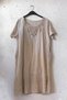 Beige Lace Collar Short Sleeve Lined Skirt Embroidered Casual Cotton Woven Dress 102 55 - 2