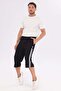 Men's Cotton Striped Detailed Long Capri Black 0090 - 7