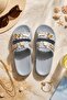 Ice Blue Slippers with Accessory Detail - Soft Sole Casual and Beach Slippers - 2
