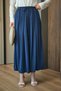 Women's Double Pocket Elastic Waist and Lace-Up Loose Trousers Navy Blue - 3