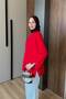 Women's Slit Detail Crew Neck Tunic Red - 5