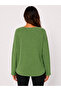 Women's Green Printed Oversize Knitwear Blouse - 2