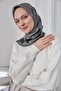 وشاح لامع من مزيج البوليستر باللون الرمادي بنمط عرقي وملمس لامع 90x90 - 5