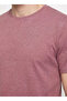 Burgundy Men's Slim Fit Melange T-Shirt Ace091262933 - 5