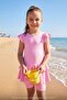 Pink 3-Piece Girl's Swimsuit Set with Flounces on the Shoulders 7000