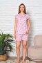 Women's Shorts Set - Striped Cherry Ruffle Sleeve Lycra Viscose 2907St