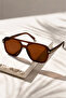 Men's Square Pilot Design Sunglasses Brown Frame Brown Glass - 5