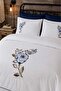 Glam Rose 100% Cotton Embroidered 6 Piece Double Duvet Cover Set - 2