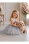 Girl's Layered Tulle Dress with Detachable Tail, Dog Print, Short in Front and Long in Back, Birthday and Special Occasion - 5
