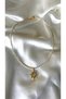 Women's Gold and White Stone Sun Figured Necklace